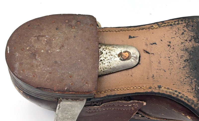 Antique Medical Leg Brace Caliper Leather Steel Orthopedic Device Childs SZ 6 gallery