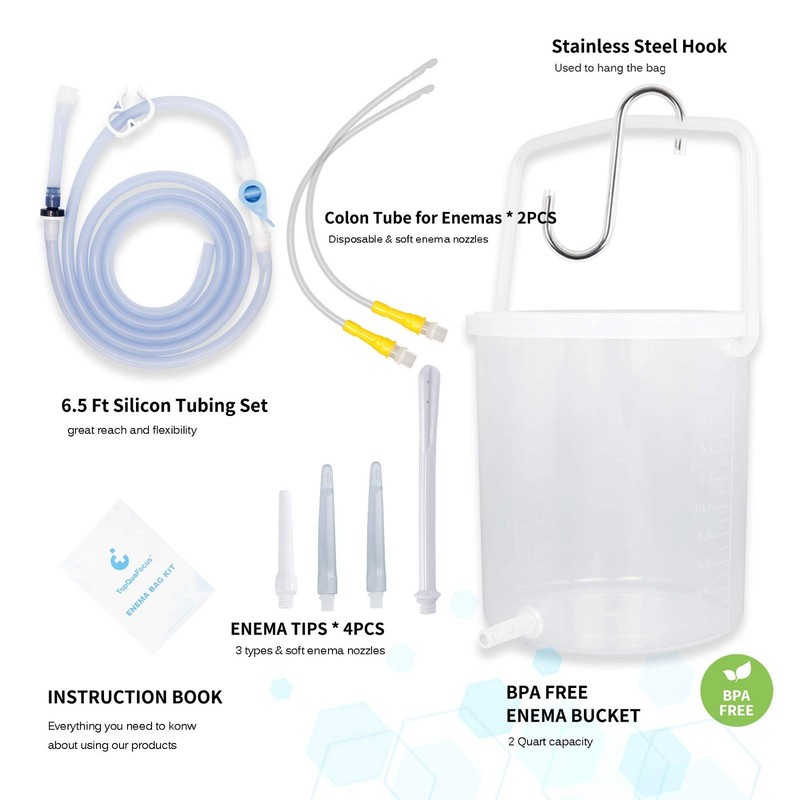 NEW TopQuaFocus 2L Enema Kit for Colon Cleanse - Large Bucket 10 Piece Set gallery