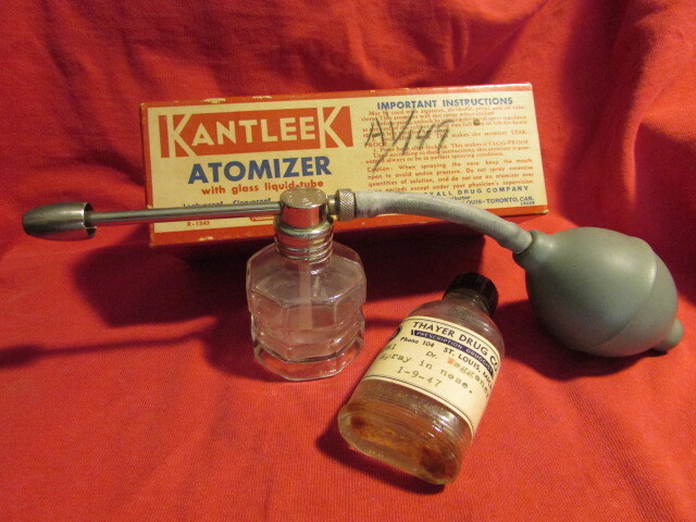 Vintage 1940’s Kantleek Atomizer By Rexall Drug Co., Old St.Louis,MI Drug Bottle