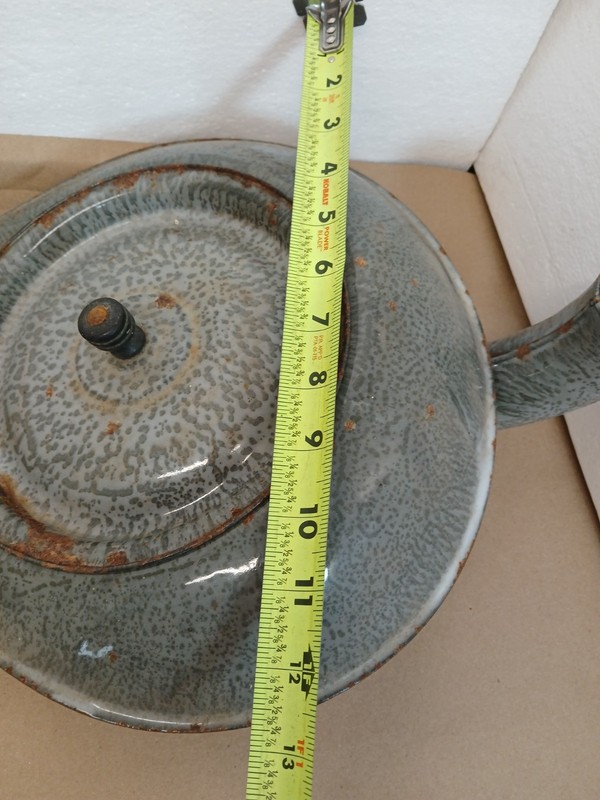 Vintage Gray Speckled Enamelware Bedpan w/ Lid Spout Hospital Medical Sanitary gallery