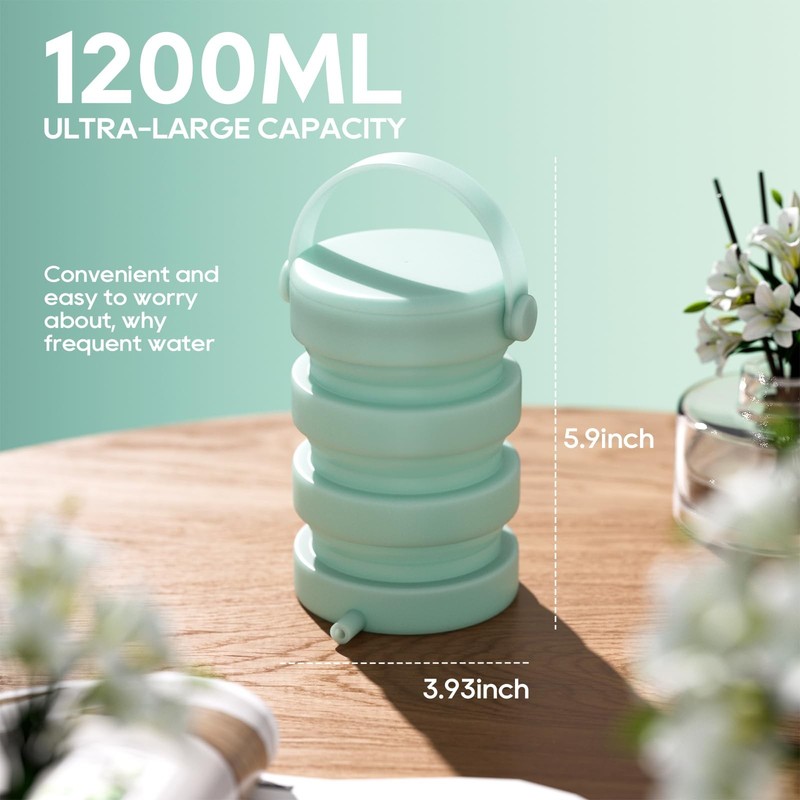 GNEGKLEAN Silicone Collapsible Enema Bucket Kit, 1.2 Quart Buckt, Green gallery