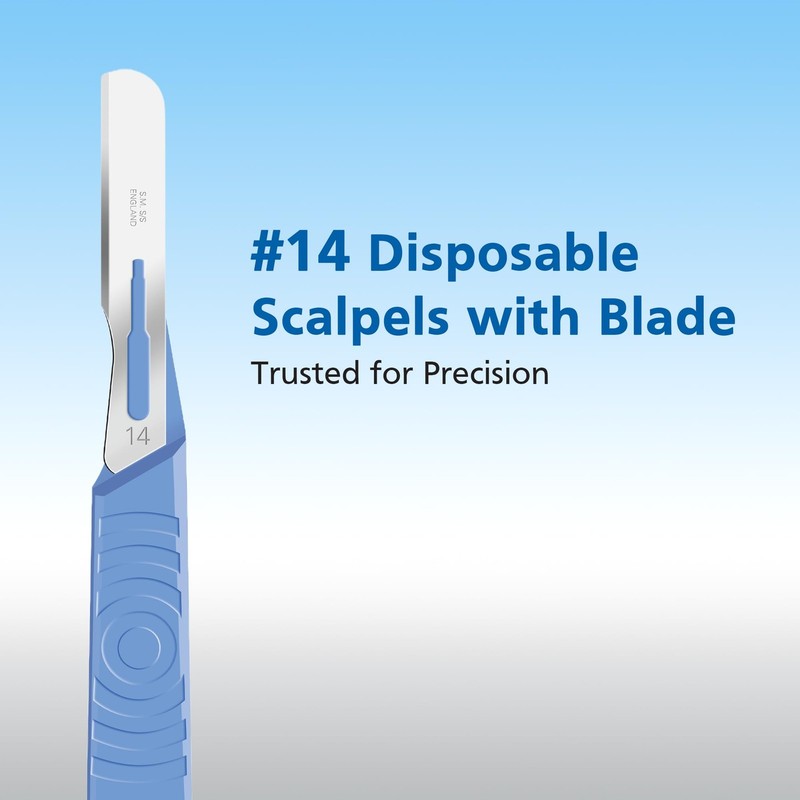 Swann Morton #14 Disposable Surgical Scalpel with Blade 10 Count (Pack of 1) gallery