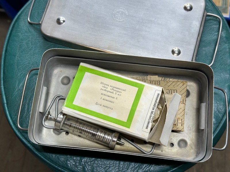 RUSSIA Medical Sterilizer Box Stainless Steel 1962 Soviet USSR glass syringes gallery