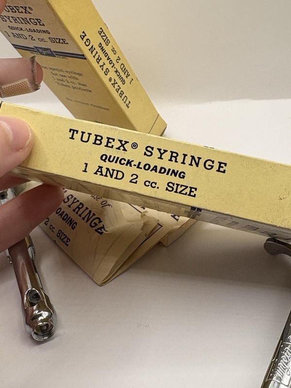 Vintage Lot 2 NOS 1970s Wyeth Tubex Stainless Steel Syringe Oddity Not For Use gallery