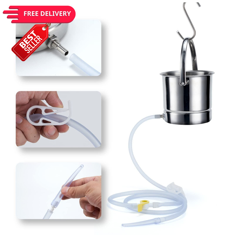 TEMONTIAN Coffee Enema Bucket Kit, Kit for Colon Cleansing Silver gallery