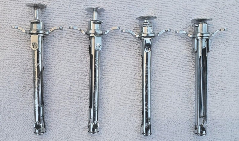Vintage Wyeth Tubex Stainless Steel Metal Syringes-Lot of 4