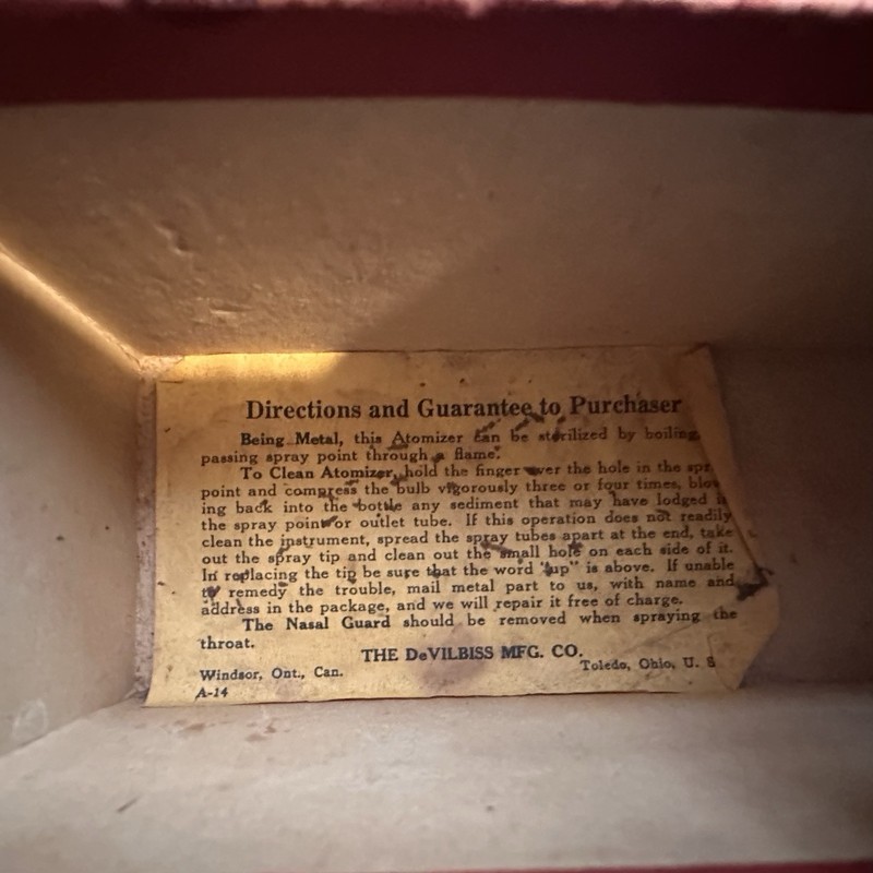 Antique DeVilbiss No. 15 Medical Atomizer w/ Box – Nose Throat Spray c.1907–1916 gallery