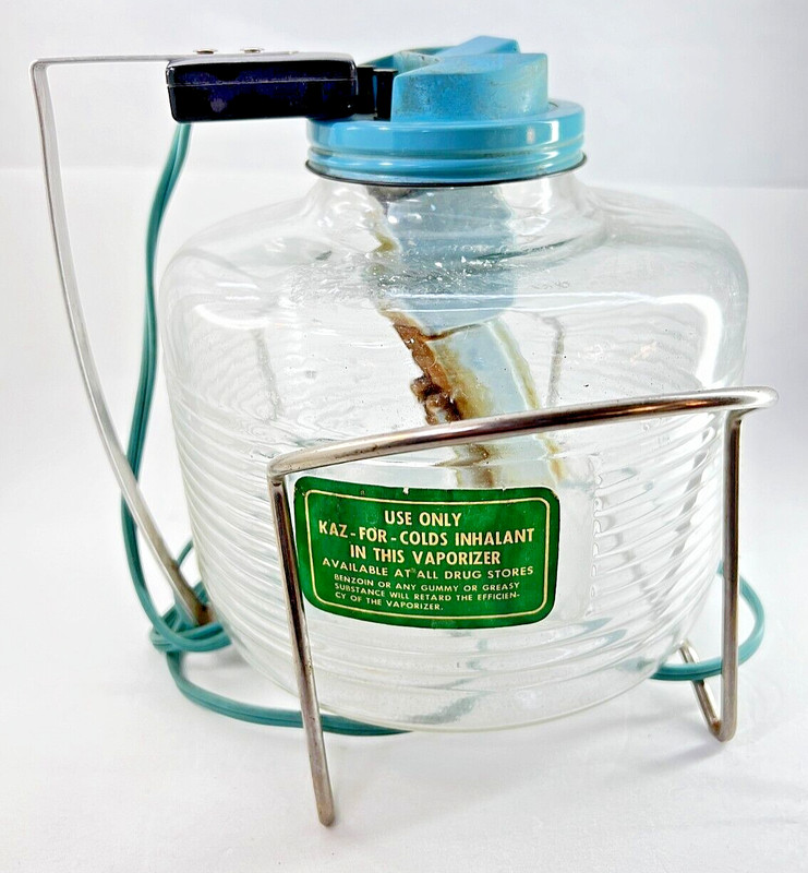 Vintage KAZ Clear Glass Electric Vaporizer Humidifier With Stand Cord Model 225