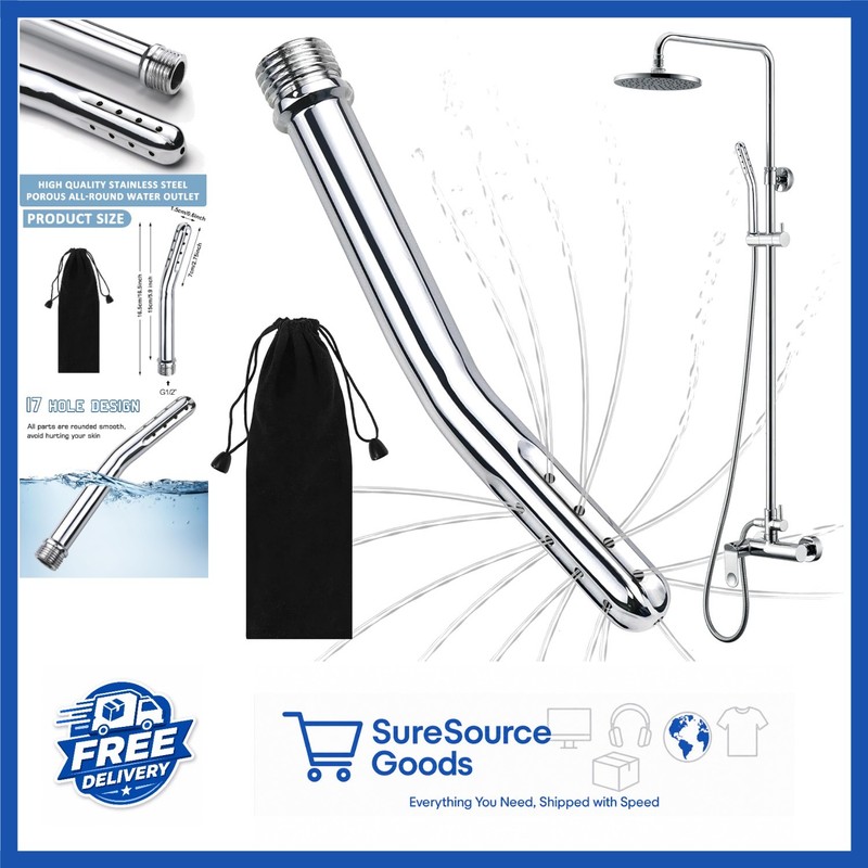 Shower Douche System with 17 Water Holes Silver Handheld Cleaner Attachment