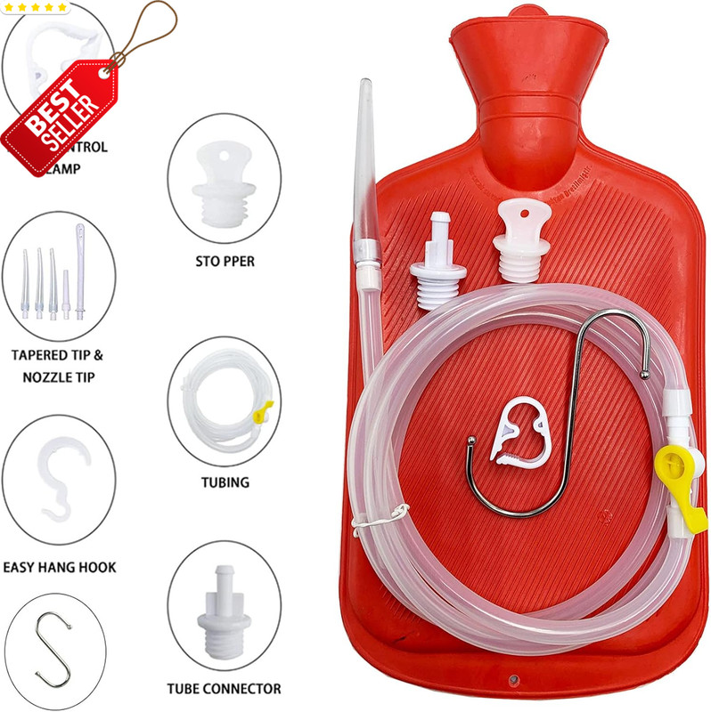 Coffee Enema Kit 2L Bag 5ft Silicone Hose Colon Cleanse Home Detox - US gallery
