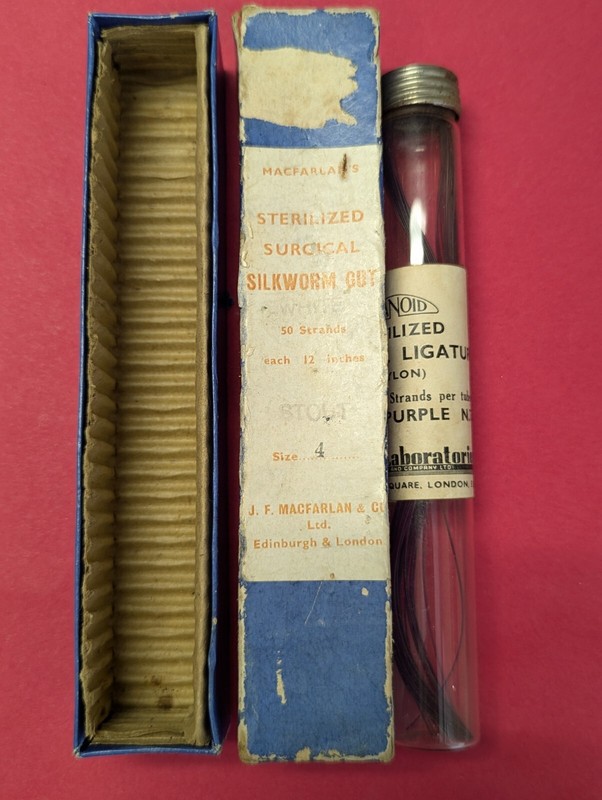 Rare Vintage Silkworm Gut Sutures, c1940s, MacFarlan (UK), Complete w Box