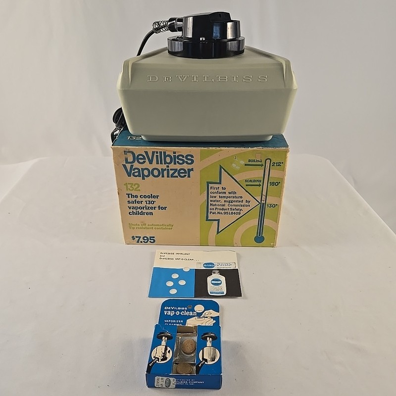 Vintage DeVilbiss Steam Vaporizer No. 132 Cooler 130° Vaporizer For Child W/Box