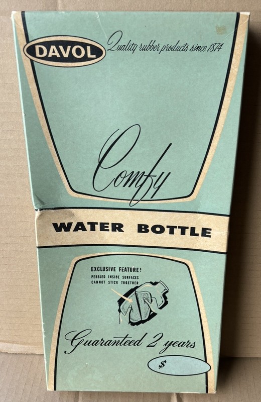 Vintage Davol Comfy Combination Red Rubber Water Bottle & Syringe-in Box