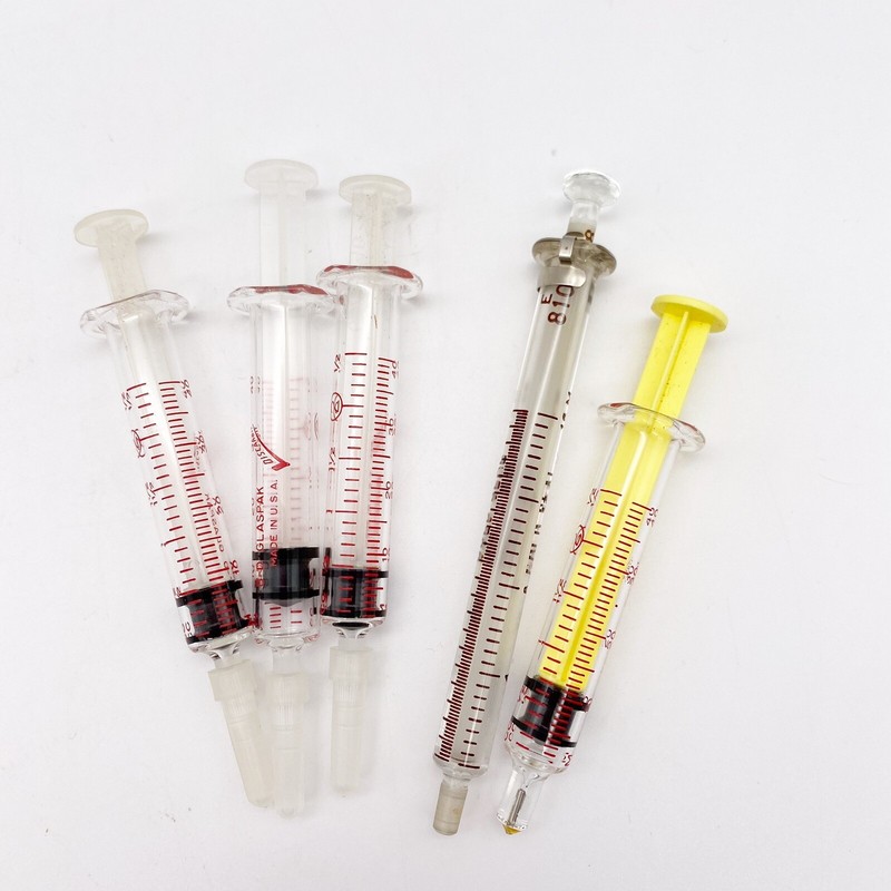 Vintage B-D Becton Dickinson & Gold Seal Glass Medical Syringes Set Of 5