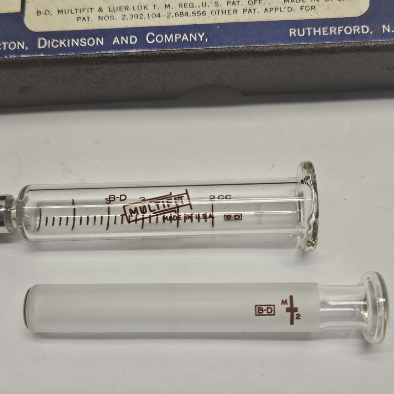 Vintage Glass Hypodermic Syringe 5 cc B-D LUER-LOK Collectible Medical Instru. gallery