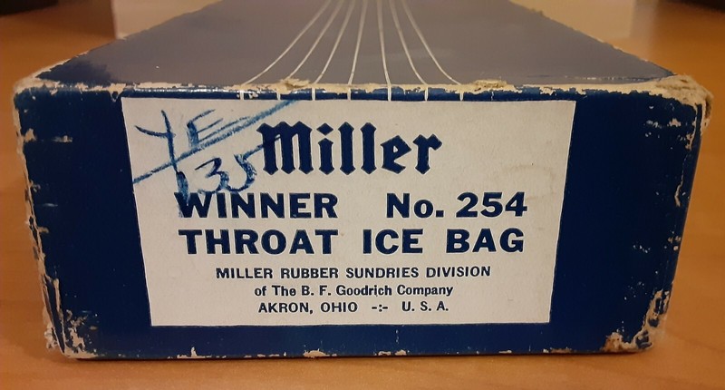 Antique/Vintage Miller Winner Throat Ice Bag No. 254 w/Box 3" X 11.5" Akron, OH gallery