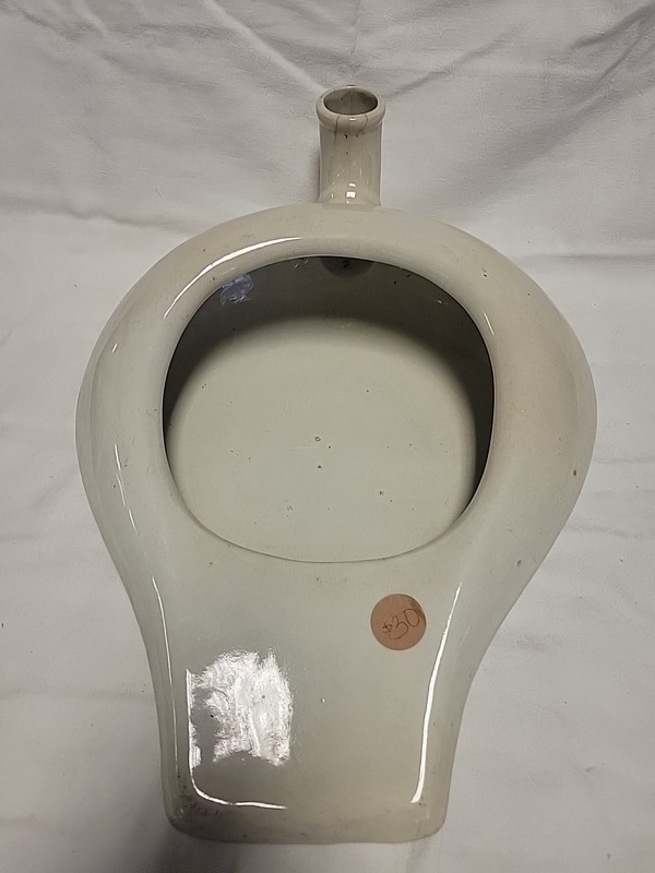 Antique IRONSTONE Bedpan with Urinal Spout - Hallmark British Royal Coat of Arms gallery