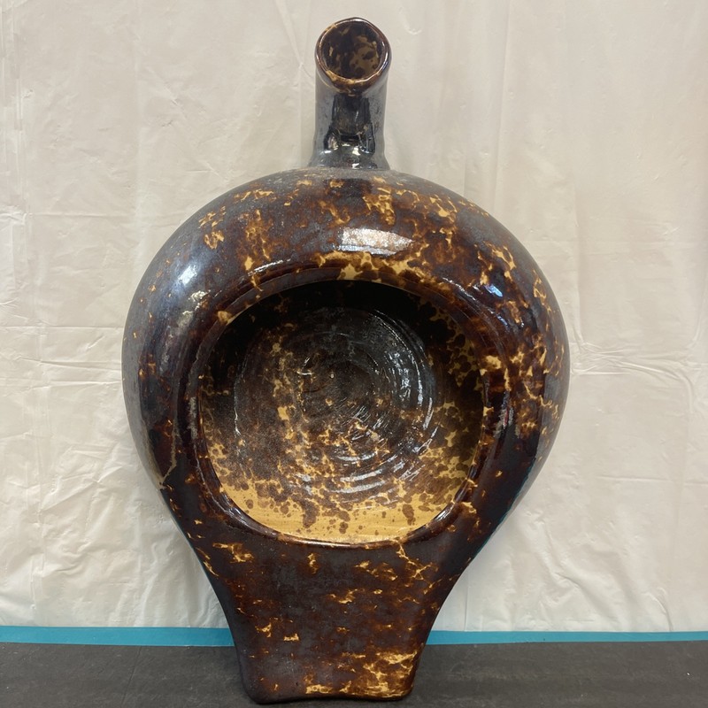 Vintage Brown Marbled Ceramic Bedpan Urinal Planter