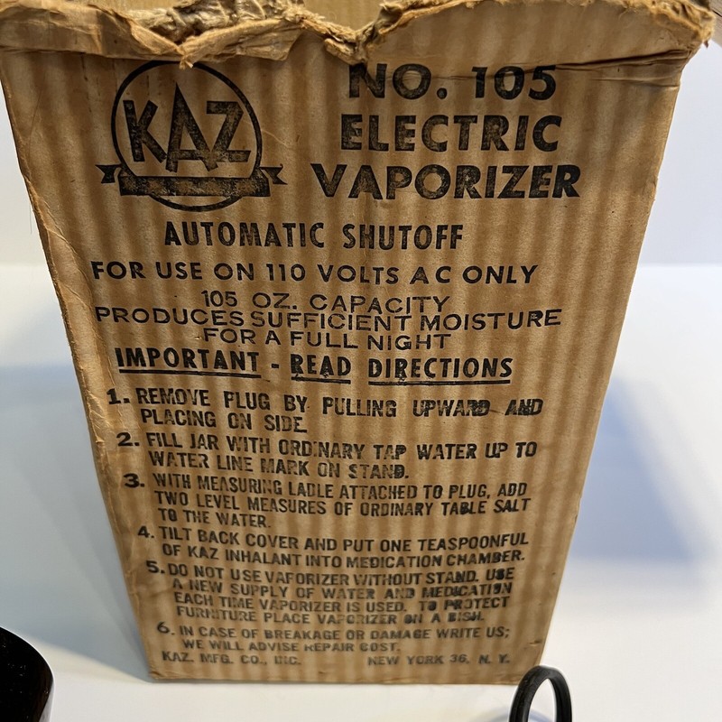 VINTAGE KAZ ELECTRIC VAPORIZER NO. 105 105 OZ CAPACITY gallery