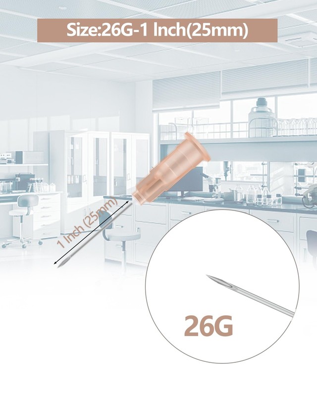 100 Pack 26Ga 1 Inch Injection Needle Sterile Disposable for Lab 26G gallery