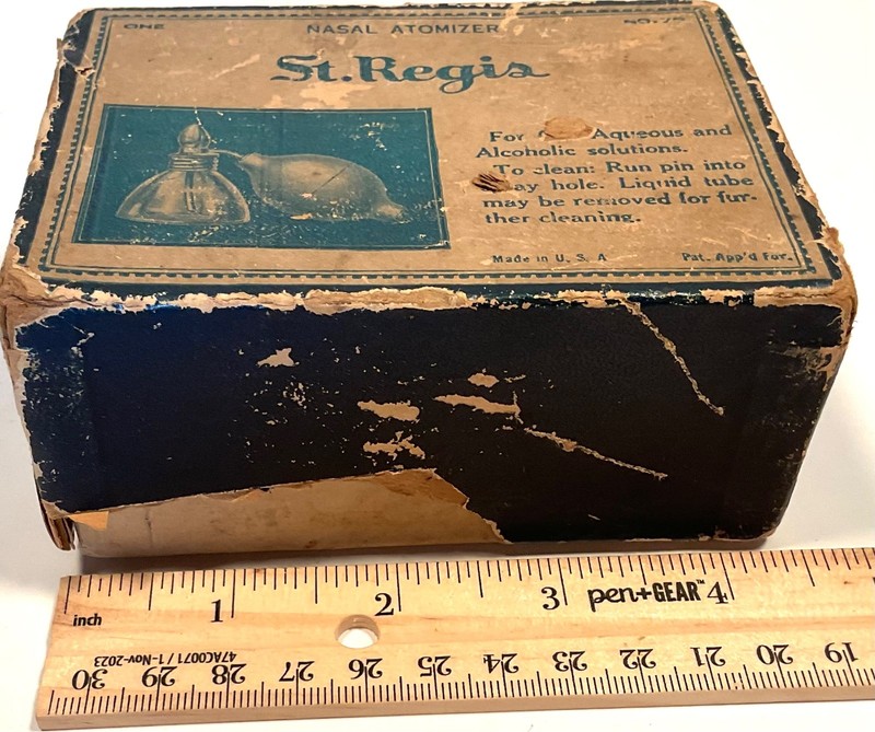 Vintage St. Regis Nasal Atomizer with original box Box 25 Made in USA gallery