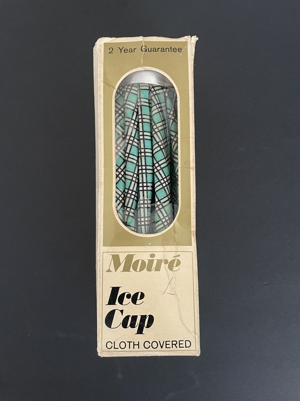 Vintage Ice Cap Pack Checked Cloth Covered Moire 9 Inch USA NOS