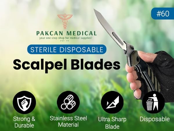 #60 Stainless Steel Scalpel Blades - Compatible with Havalon Piranta - Silver gallery
