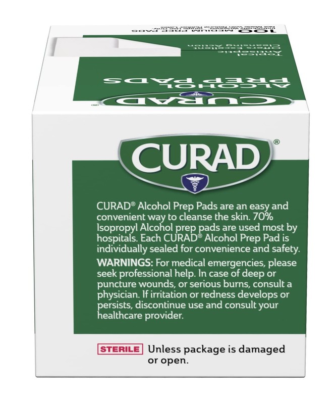 CURAD Medium Alcohol Prep Pads Sterile 2-Ply 100/Box Pack of 30 gallery