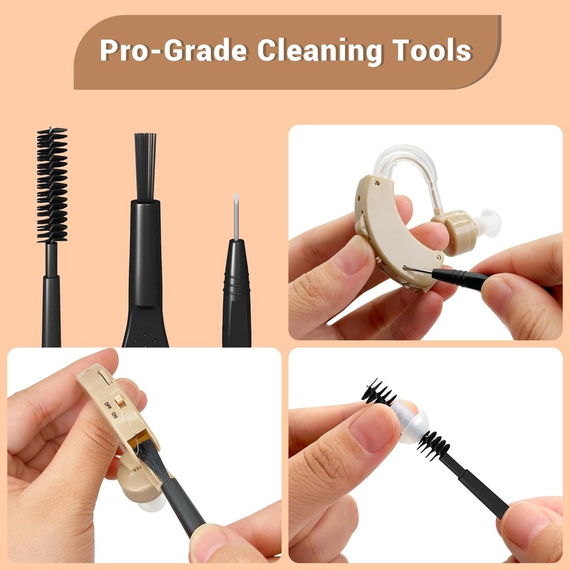 Premium Hearing Aid Cleaning Kit - Compatible with Rechargeable Large, Black gallery
