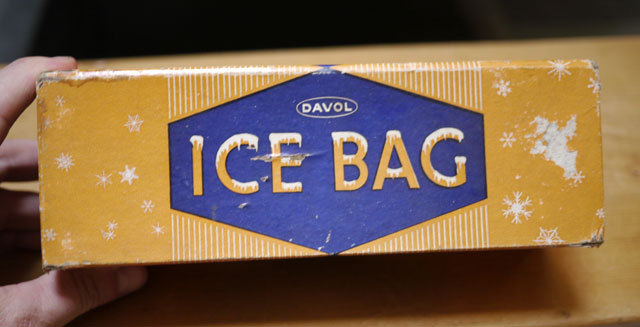 Vintage Antique WWII DAVOL Rubber Co. English Ice Bag #439 9″ w/ Original Box