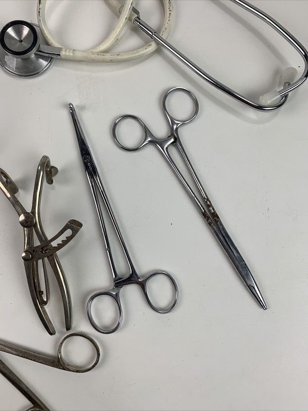 Large lot vtg OBGYN instruments - Clamps, Stethoscope, Richter, Adams, gallery