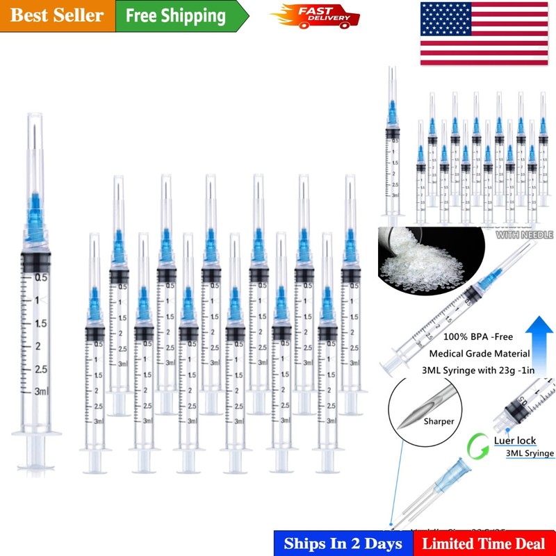 Reliable 3ml Lab Syringes with Sterile 23 Gauge Needles – Perfect for Every Use