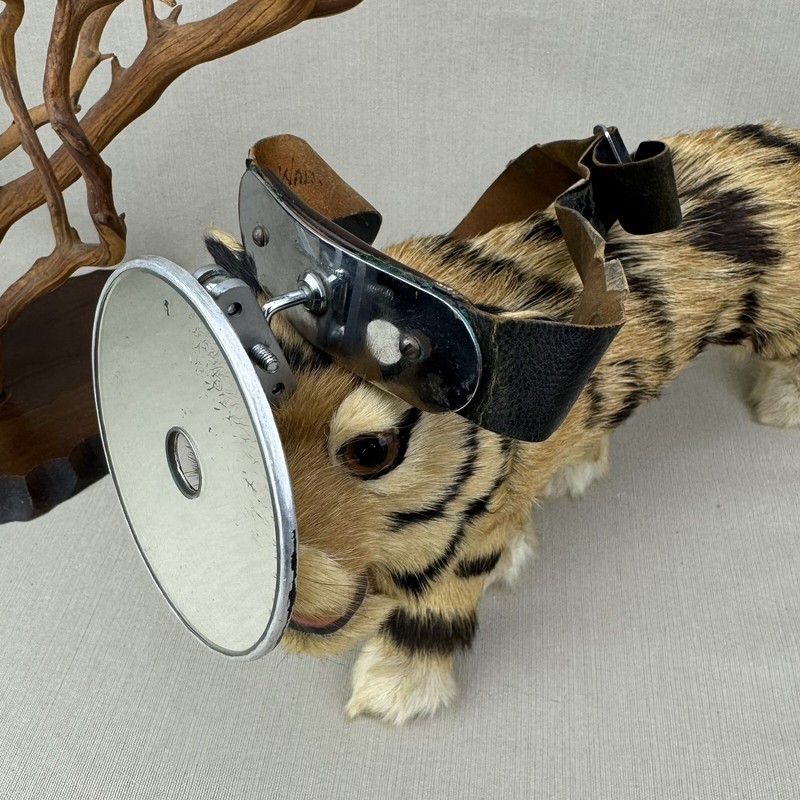 ENT Doctor’s Head Mirror/Reflector w Leather Headband Vintage Penn USA Chrome