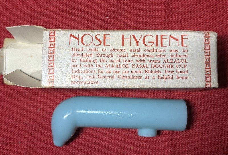 Vintage Alkalol Nasal Douche Cup with Box Blue Plastic Nose Hygiene Taunton MA gallery