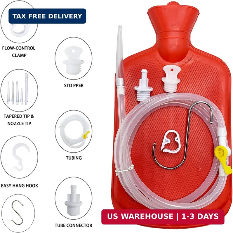 GNEGKLEAN Coffee Enema Bag Kit - 5.0ft Silicone Hose 2L Enemas at Home Water & C gallery
