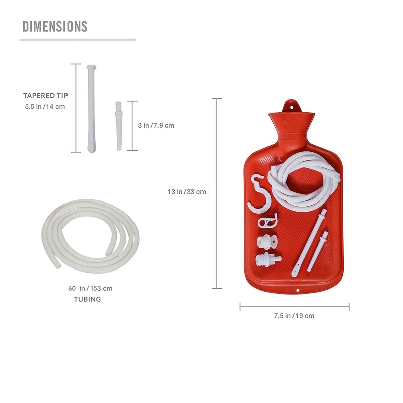 Enema Bag Anal Douche for Men Women BPA Free (2 Quart) Hot 8 Piece Set, Red gallery