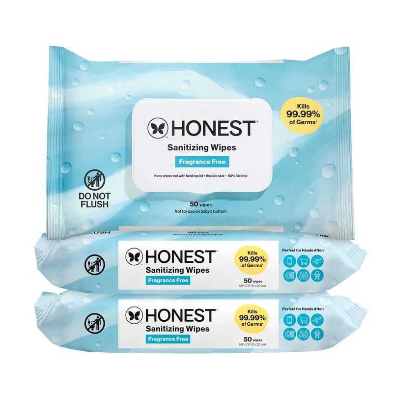 The Honest Company Fragrance-Free Sanitizing 50 Count (Pack of 3), white