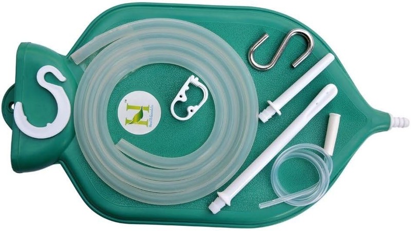 Enema Bag Kit for Colon Cleansing with Platinum Cured Silicone Hose (2 Green gallery