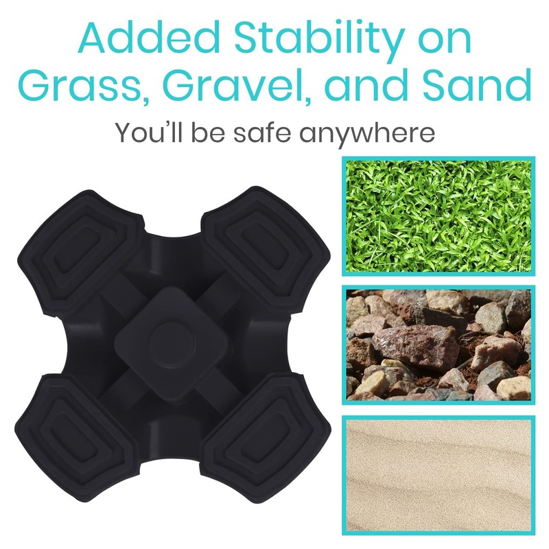 Vive Cane Tip - Self Standing Quad Base Replacement 3 Inch (Pack of 1), Black gallery