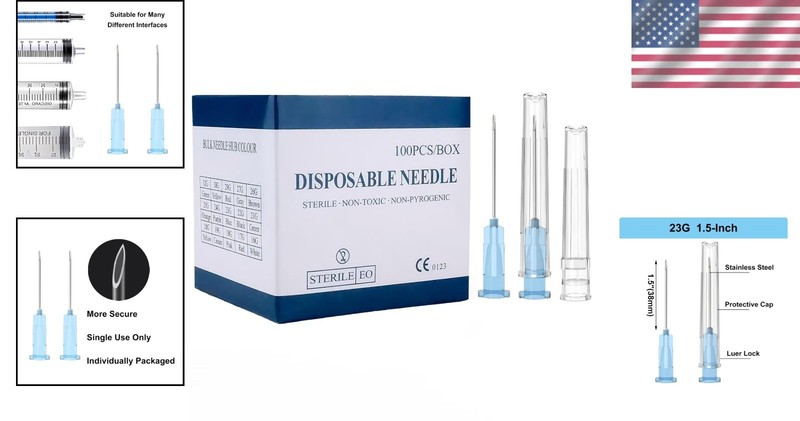Versatile 23G 1.5'' Needles, 100 Count - Perfect for Liquids and Adaptable Uses gallery
