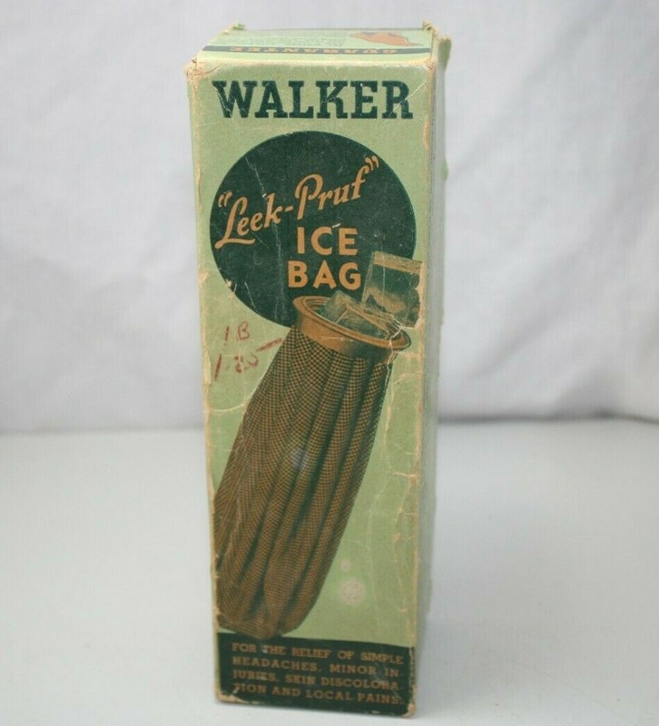Vintage Collectible Walker Leek-Pruf Ice Bag in Original Box USA Made 1940s Era gallery