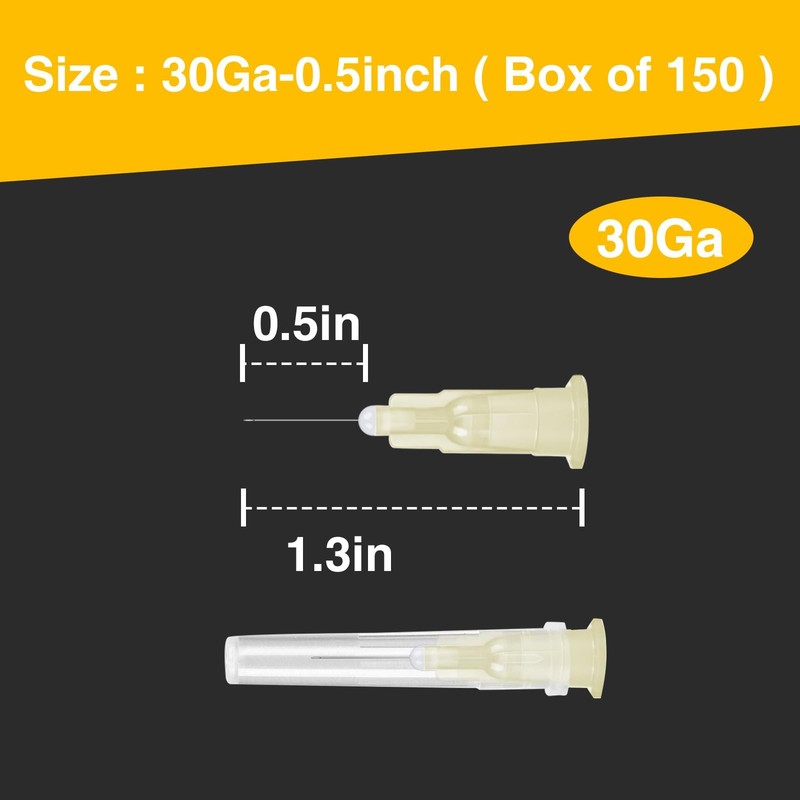TENKAIWICK 150 Pack 30 Gauge 1/2 inch Needle, Sterile Disposable 30 Ga gallery
