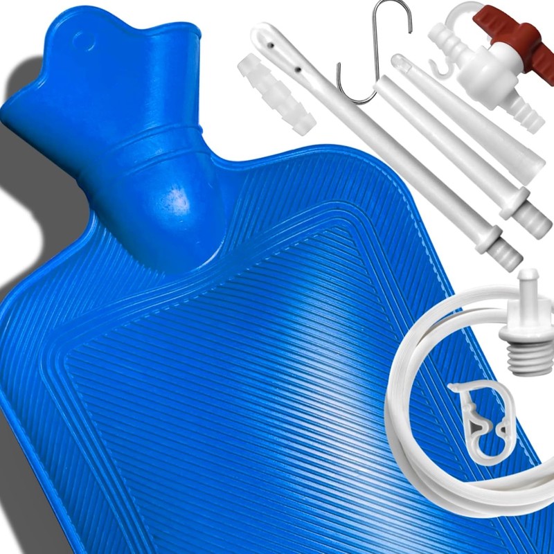 2 L Home Enema Bag Kit with 2 Tips,60 inch Long Upgraded-blue, Blue