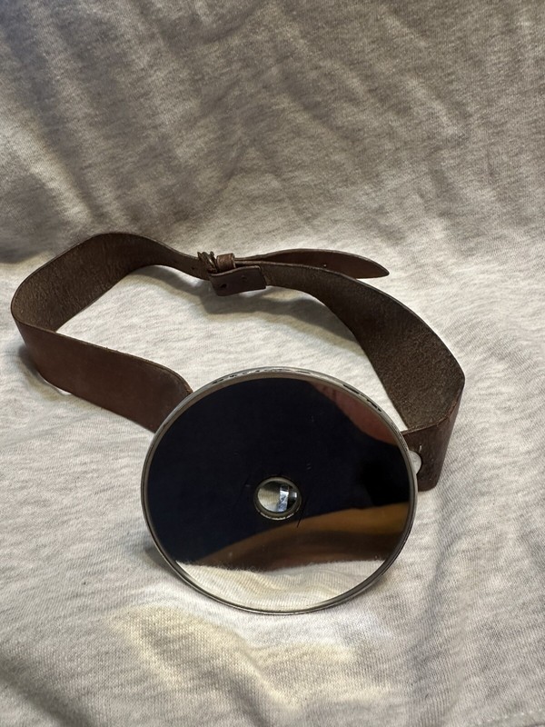 Antique Grafco Doctor’s Head Mirror Reflector Genuine Leather Headband S-XL