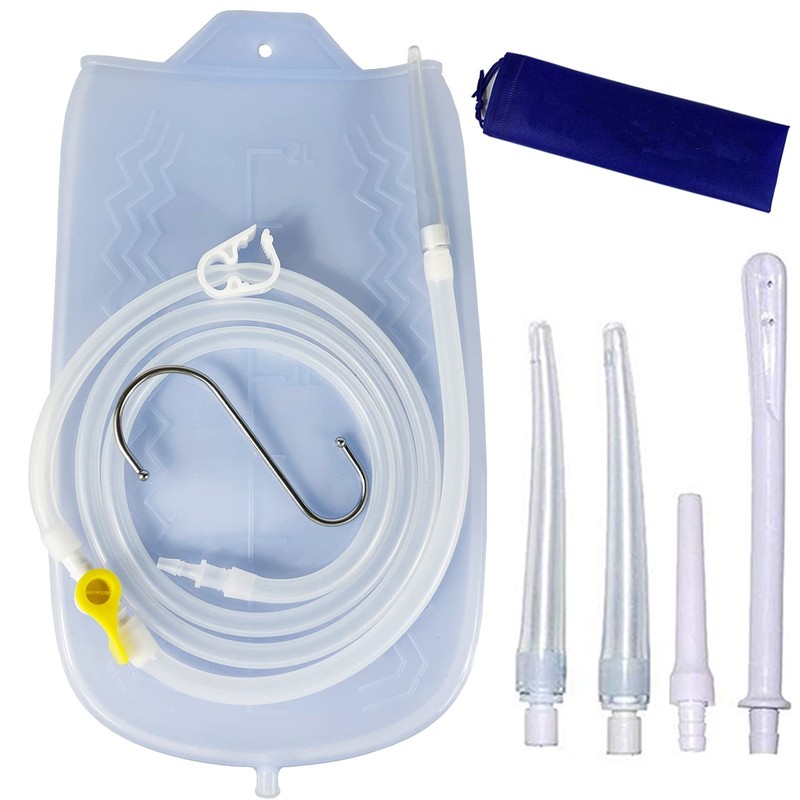 Smokitcen Colon Cleanse Enema Bag Kit with 5.2ft Silicone Hose, 5 White