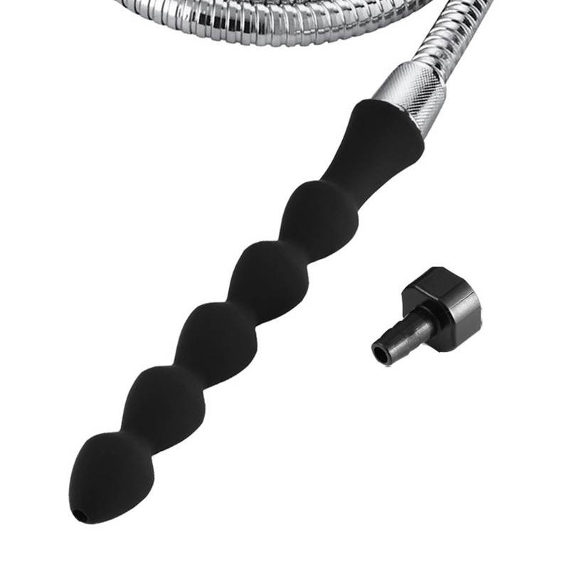 2 Pc Shower Enema Douche Nozzles , Comfortable Silicone Black gallery