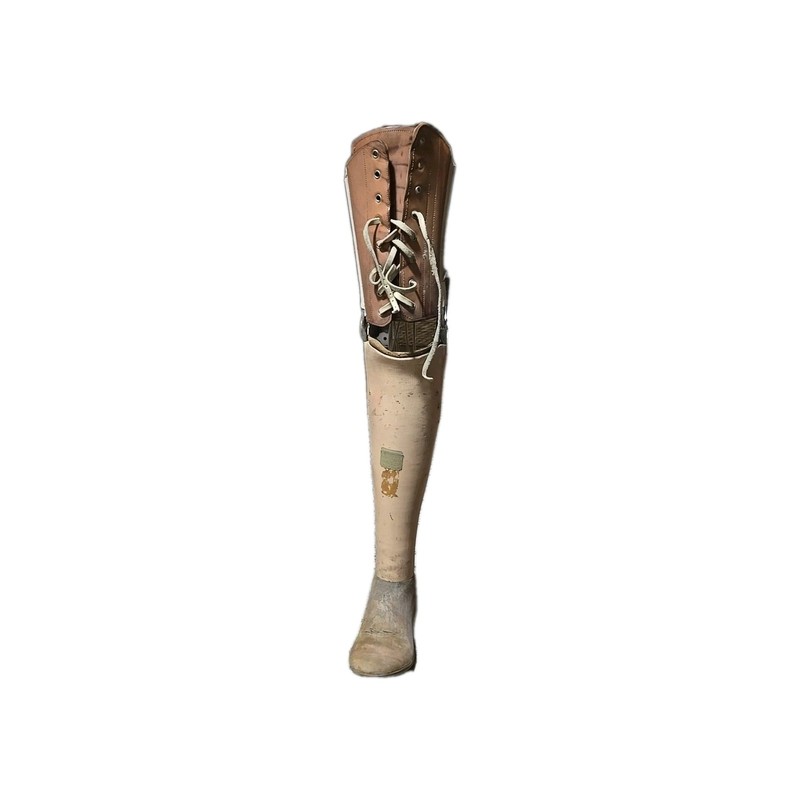 Vintage Below Knee Prosthetic Leg Wood & Leather Medical Antique Artificial Limb gallery