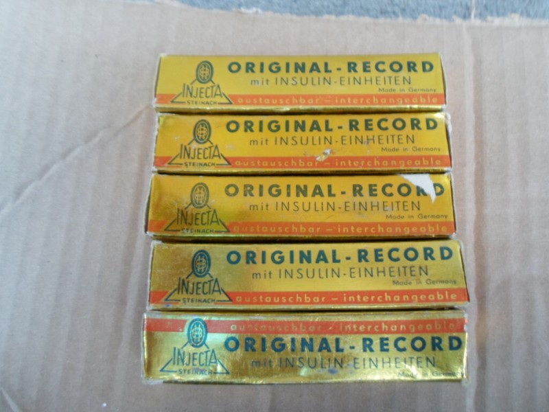 Vintage 1970's LOT of 5 Thermo Glass Syringe Injecta Original Record 2ml Germany gallery