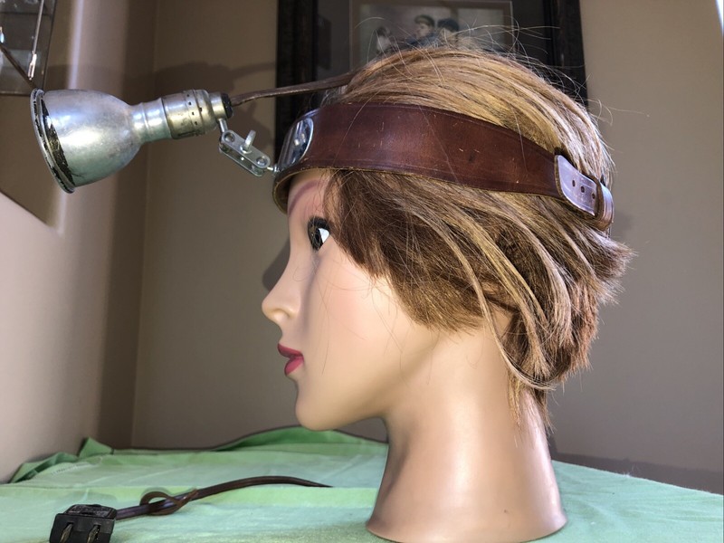 Antique Doctor’s Medical Head Lamp Flashlight Leather Headband Quack Medicine gallery
