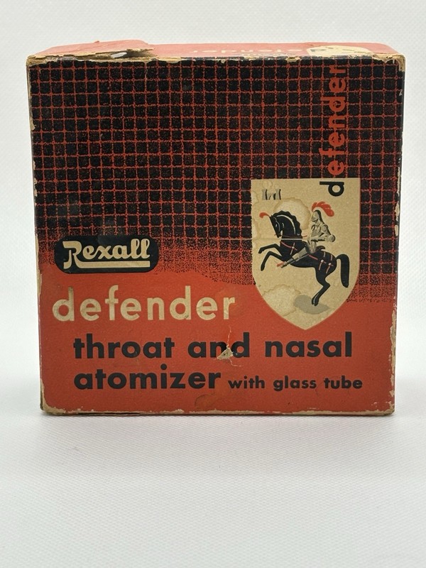 Vintage Rexall Defender Throat and Nasal Atomizer Spray Glass Bottle R-1542